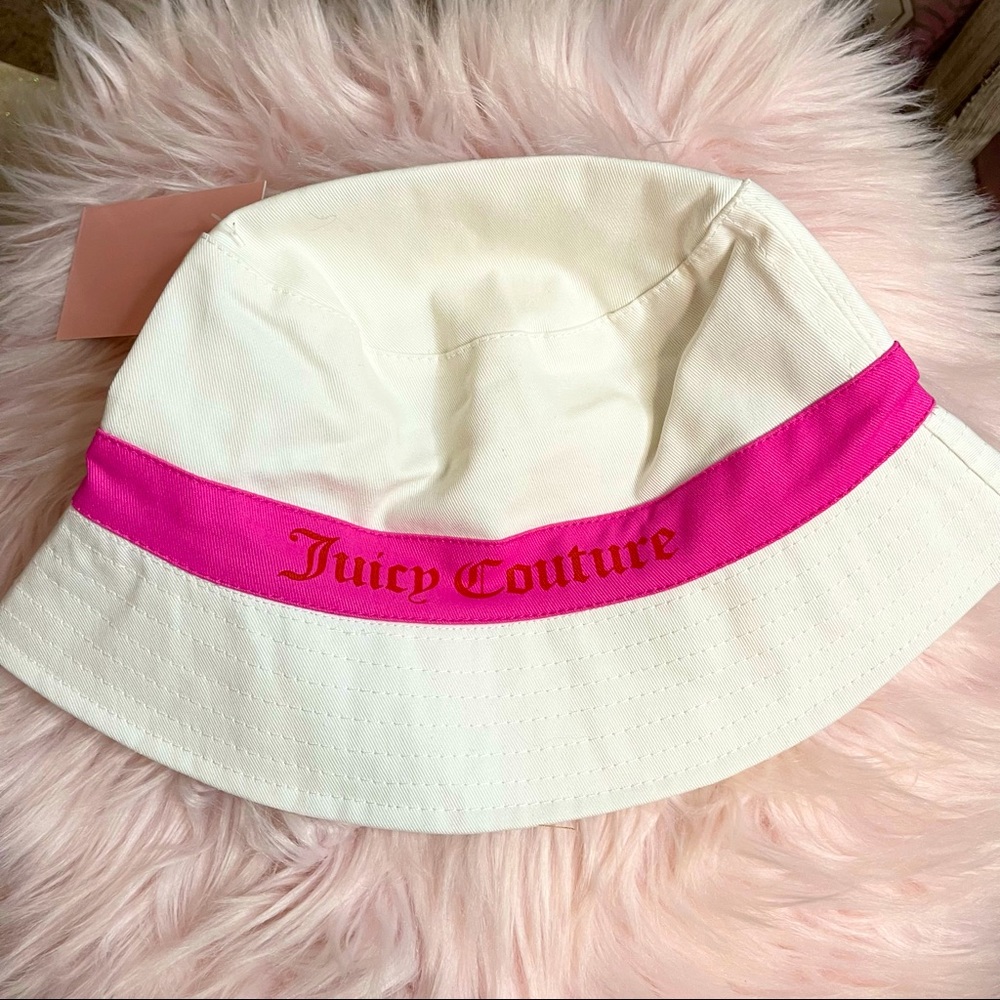 Juicy Couture white hot pink bucket hat NWT